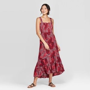 🍒Cherry red square neck maxi dress🍒